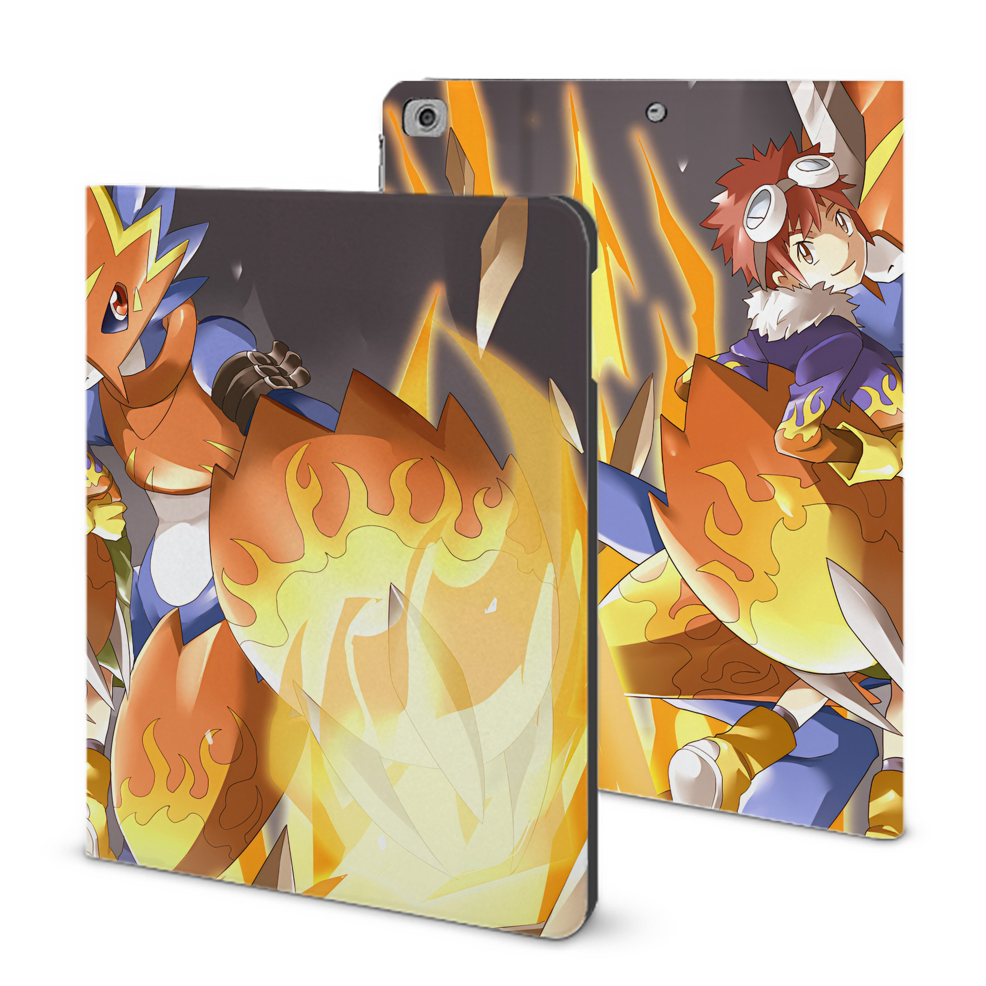 （画像用） Digimon デジタルモンスター/デジモン IPad ケース ブック型 PUレザー TPU 耐衝撃 軽量 薄型 ペン収納なし 全面保護 IPad 各モデル対応